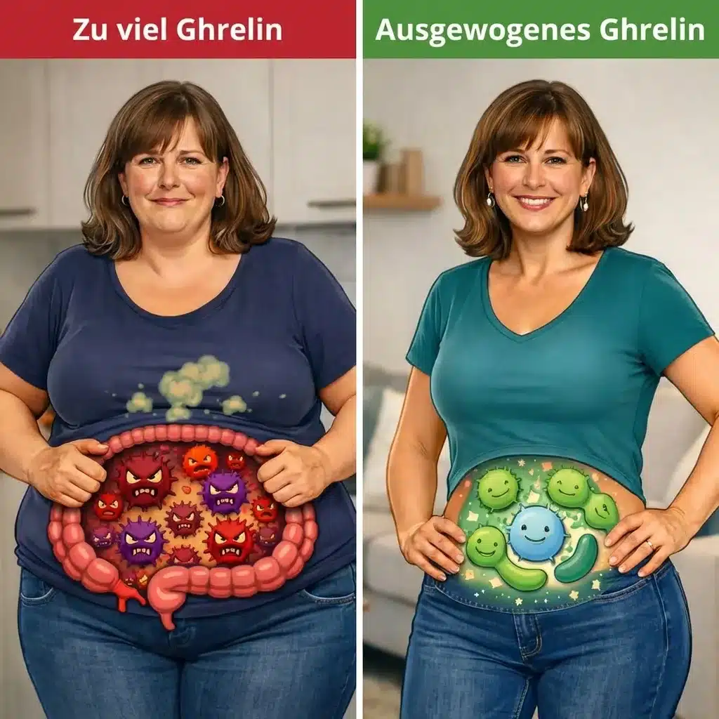 Ghrelin vergelijking - te veel vs. evenwichtige hormoonhuishouding