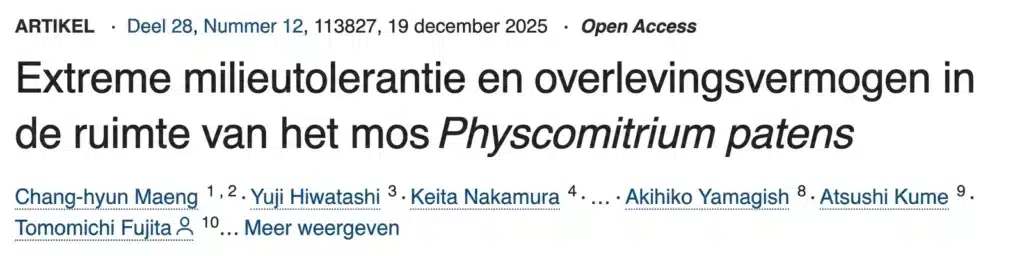 iScience-studie 2025 over de overlevingskansen van Physcomitrium patens in de ruimte