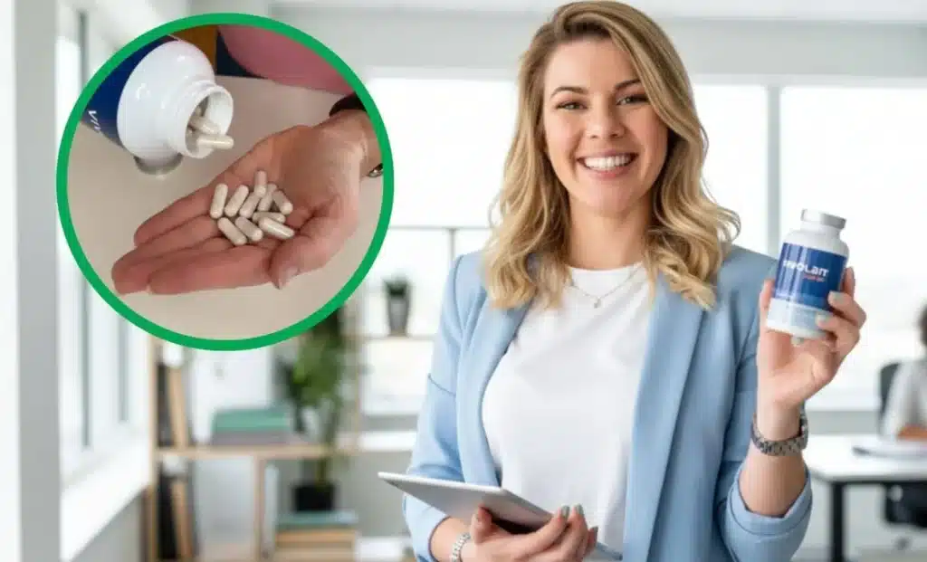 Frau hält Vivolan Forte 500 in der Hand